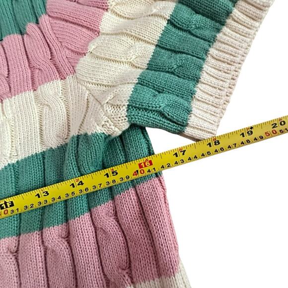 POLO RALPH LAUREN | M Striped Cable Knit Short Sleeve Sweater Pastel Old Money - Picture 5 of 6